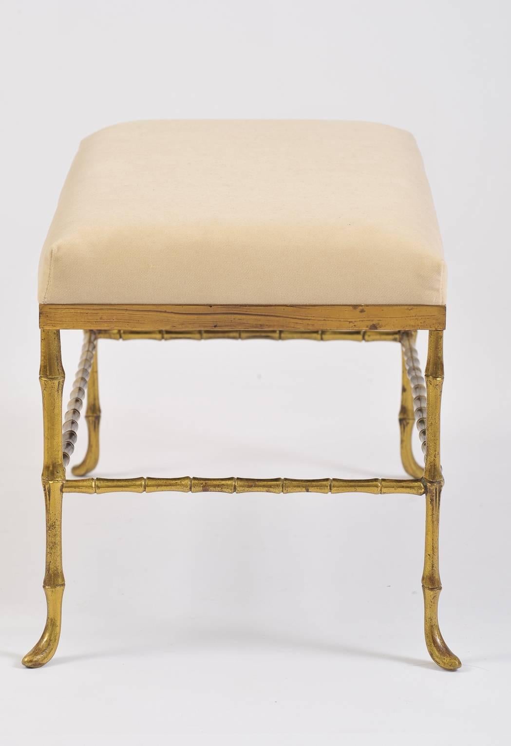 Brass Bamboo Stool, Possibly by Maison Bagues 1