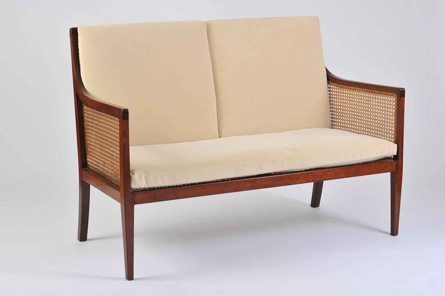 Regency 1920s Cane and Mahogany Sofa