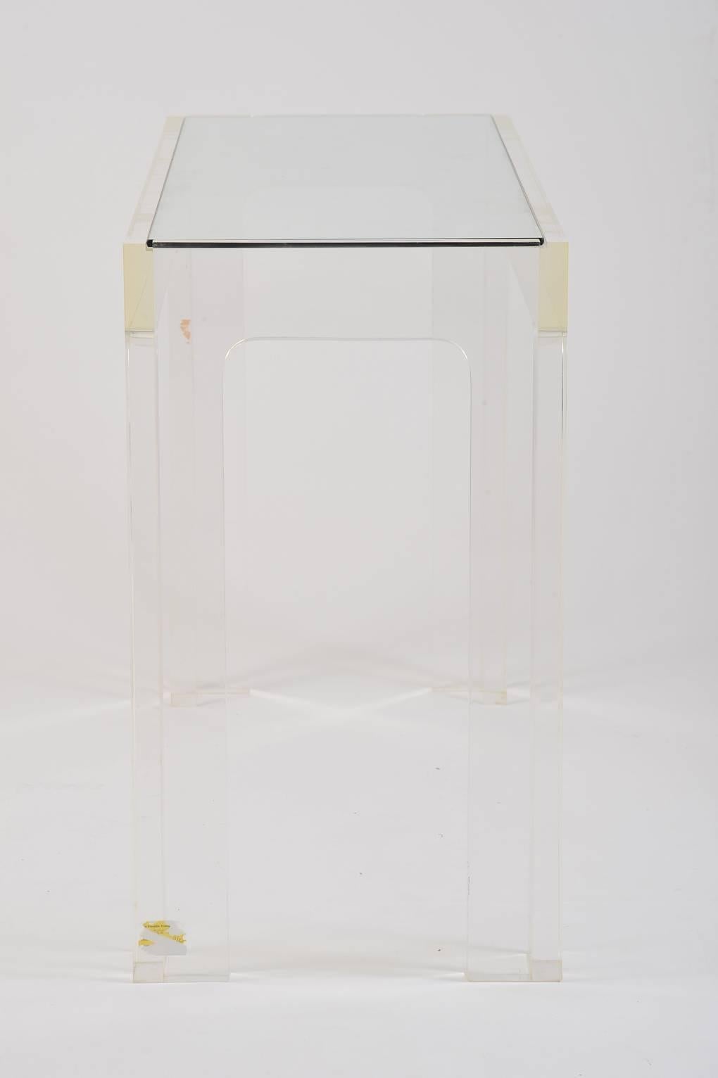 1970s French Perspex and Glass Top Rectangular Console Table 4