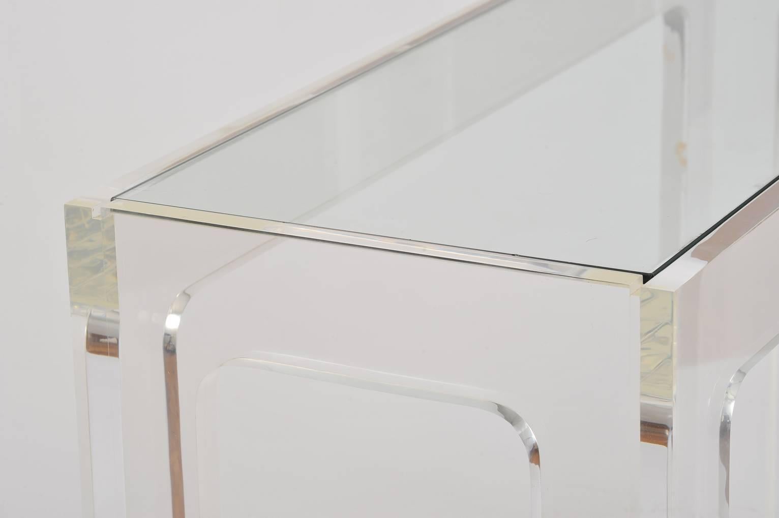 1970s French Perspex and Glass Top Rectangular Console Table 3