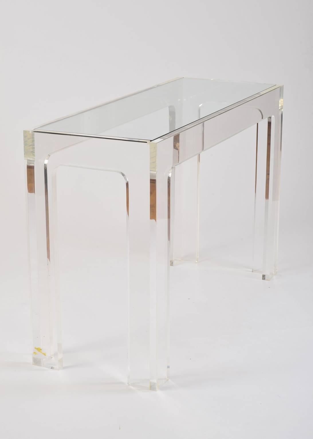 1970s French Perspex and Glass Top Rectangular Console Table 2