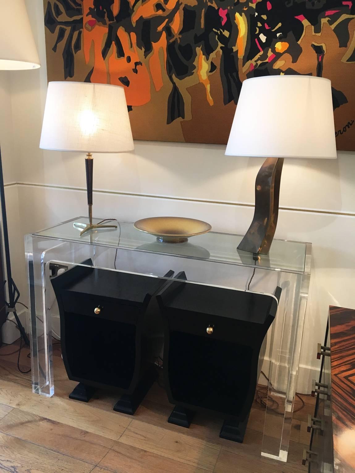 1970s French Perspex and Glass Top Rectangular Console Table 5