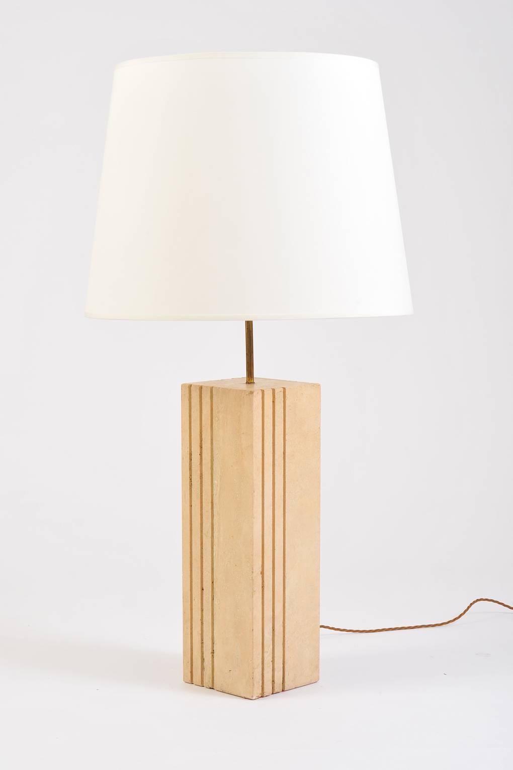Mid-Century Modern Large Italian 1970s Travertine Lamp