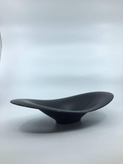 Black Ceramic Oval Bowl by Nikko of Japan