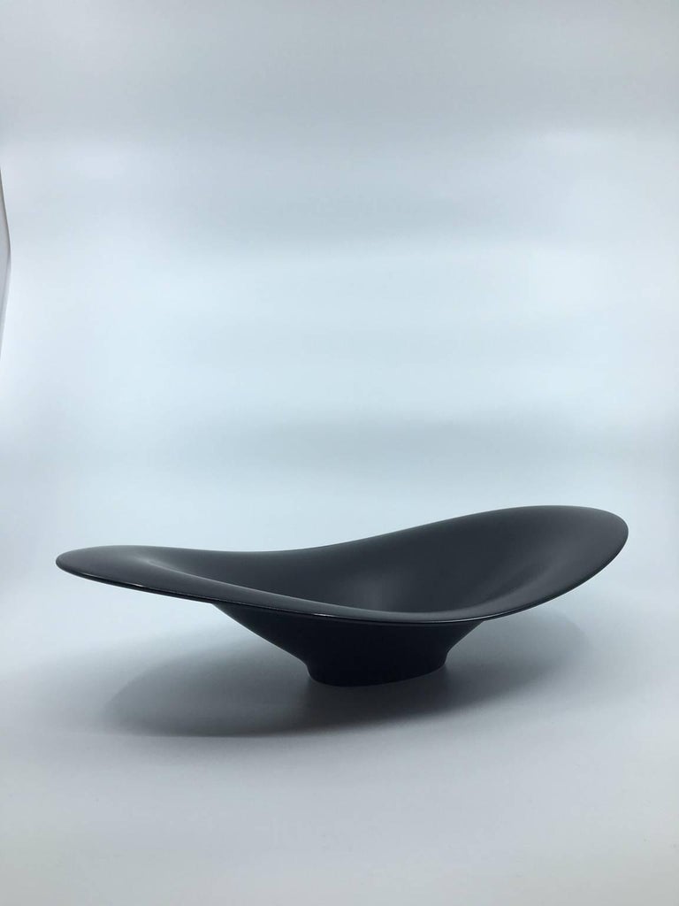 Black Ceramic Oval Bowl by Nikko of Japan at 1stDibs