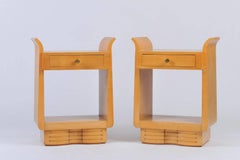 Pair of French 1940s Sycamore Bedside Tables
