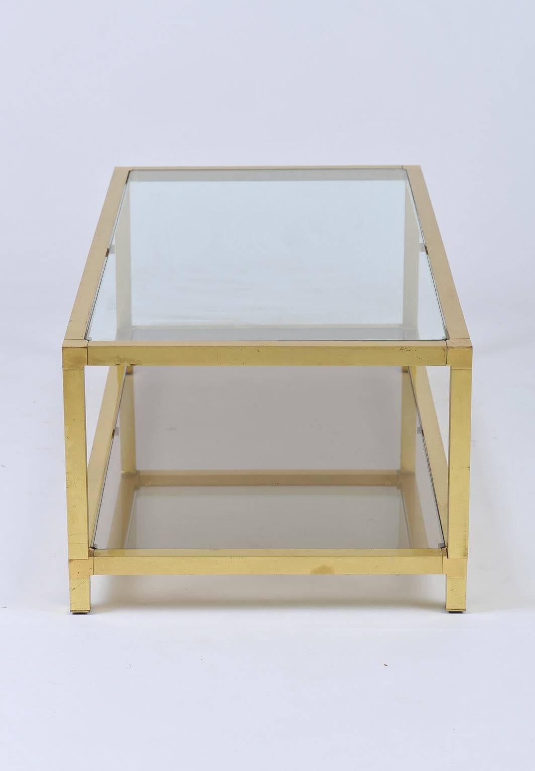French 1970s Brass Two-Tiered Coffee Table 3