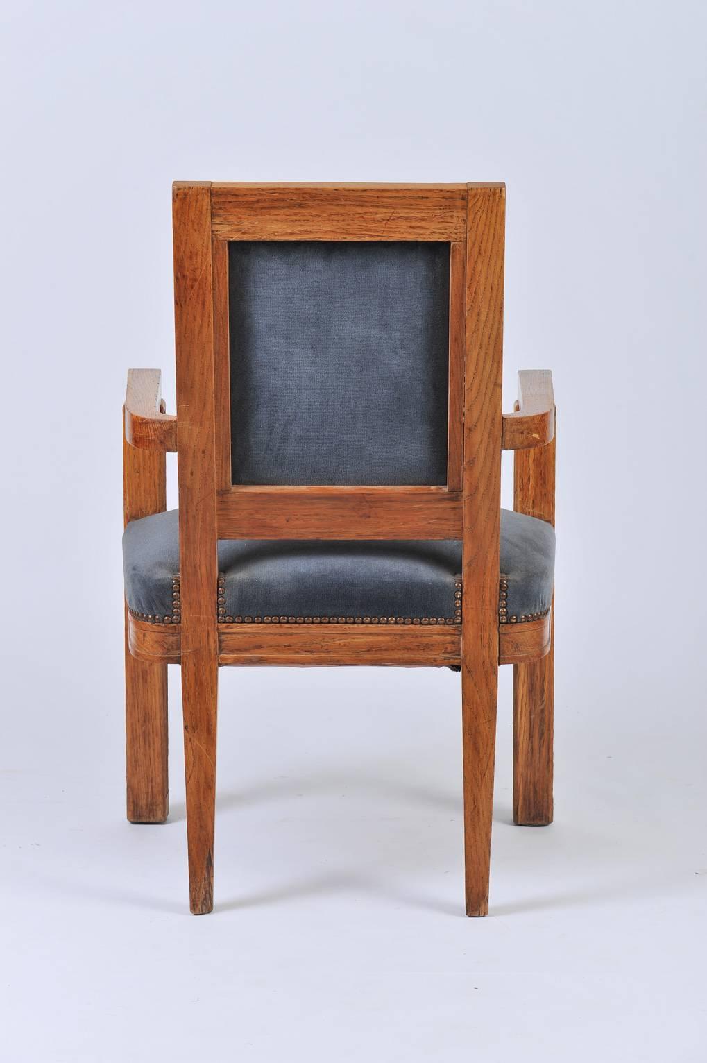 French 1940s Carved Oak Armchair by Charles Dudouyt In Good Condition In London, GB