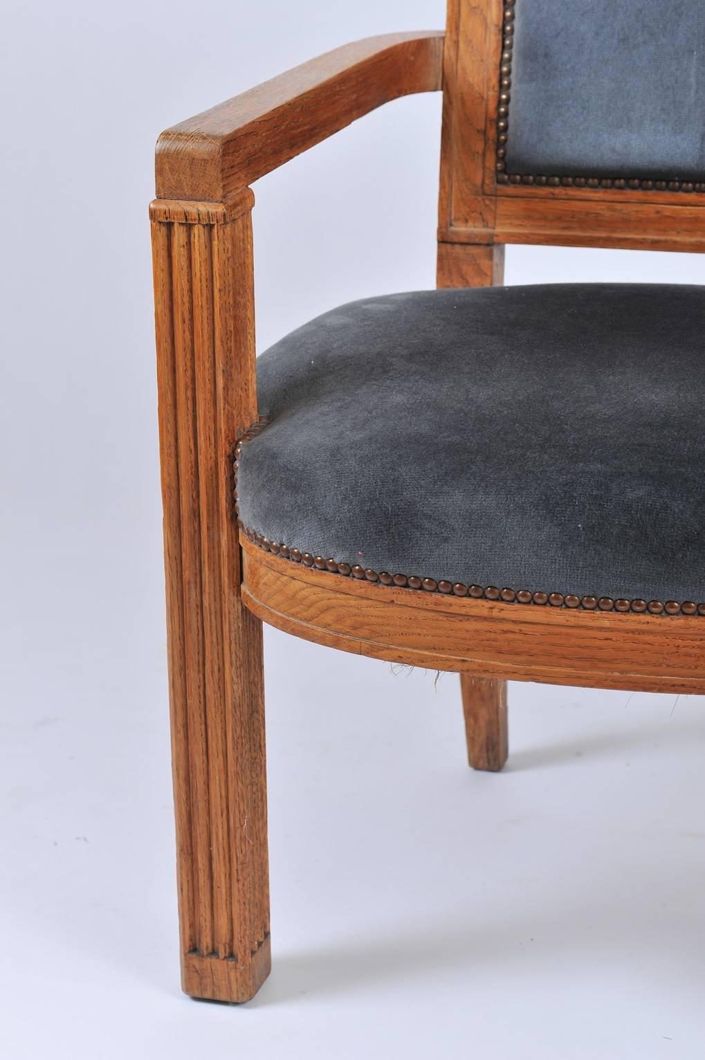 French 1940s Carved Oak Armchair by Charles Dudouyt 4