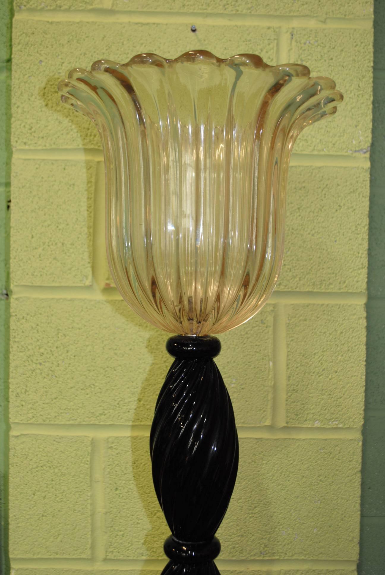 Art Deco Italian Murano Glass Standard Lamp For Sale 1