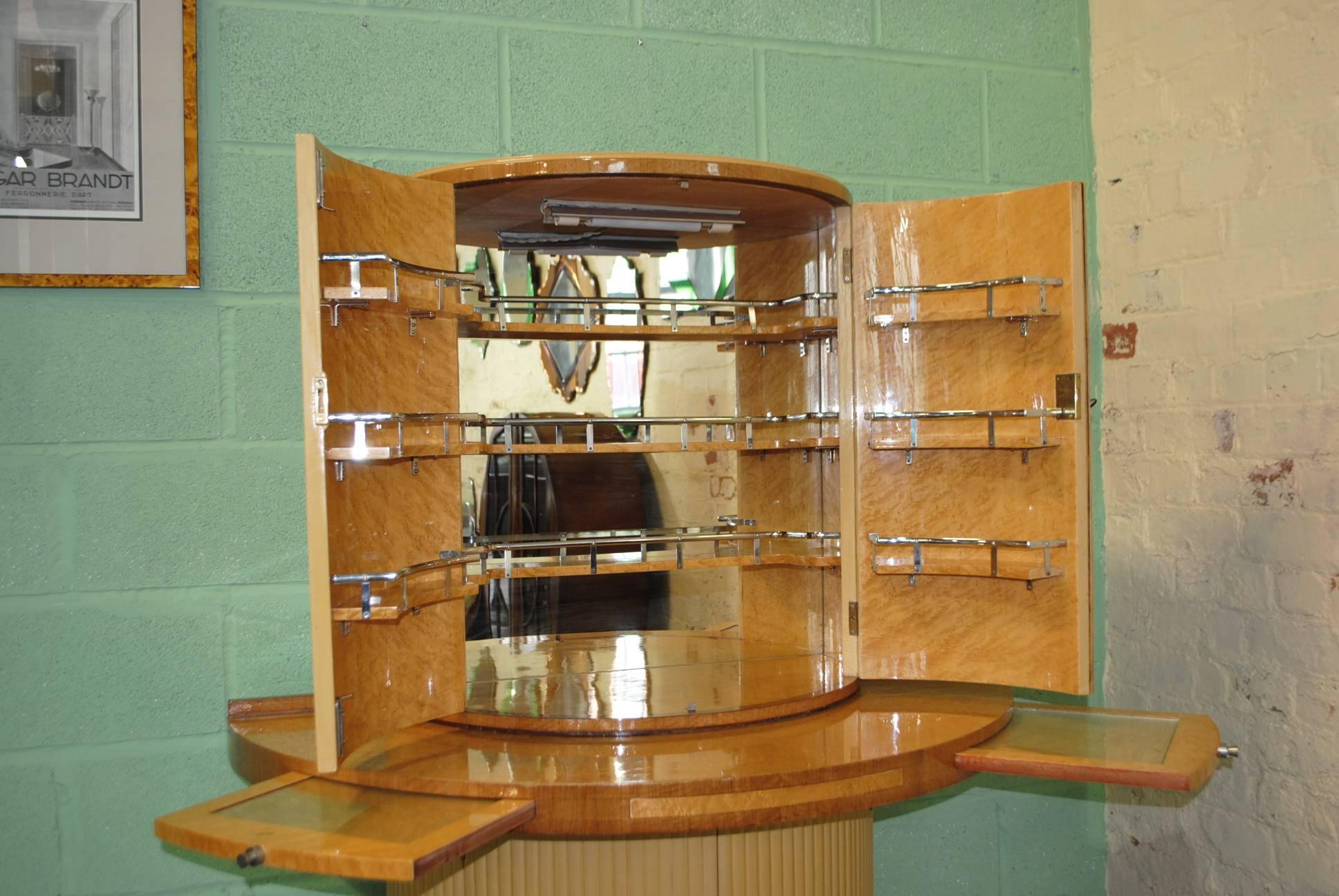 Maple Art Deco Maurice Adams Cocktail Cabinet For Sale
