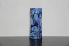 Blue Ceramic Sgraffito Pitcher by Jacques Blin, 1950s