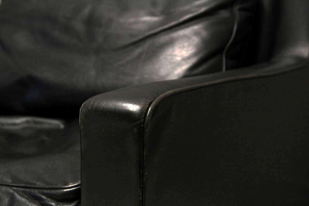 Down Black Leather Armchair by Hans Konecke for Tecta, Germany, 1965 For Sale