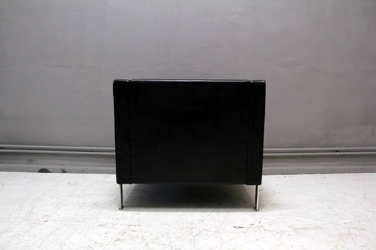 Mid-20th Century Black Leather Armchair by Hans Konecke for Tecta, Germany, 1965 For Sale
