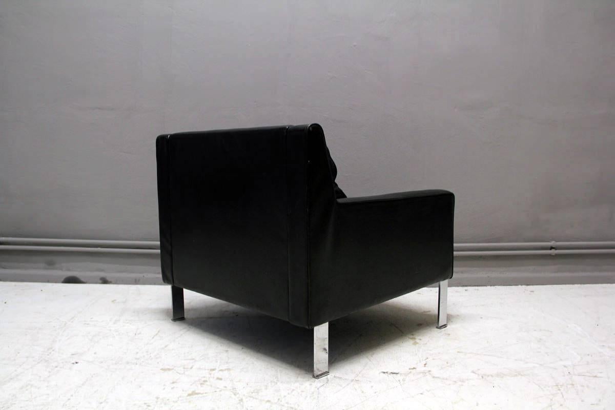 Black Leather Armchair by Hans Konecke for Tecta, Germany, 1965 In Excellent Condition For Sale In Berlin, DE