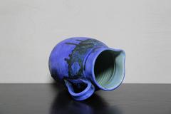 Royal Blue Ceramic Sgraffito Juice Pitcher by Jacques Blin, France, 1950s