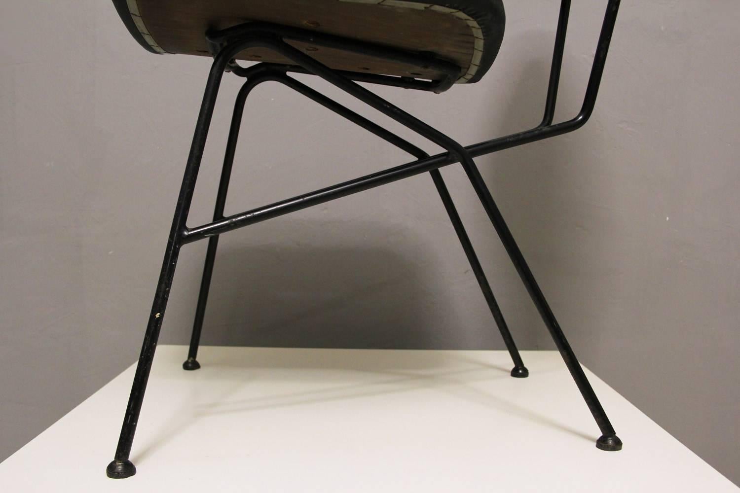 Black Cocorita Side Chair by Gastone Rinaldi for Velca Legnano, Italy, 1950s In Good Condition For Sale In Berlin, DE