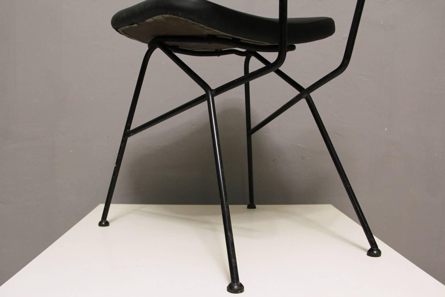 Steel Black Cocorita Side Chair by Gastone Rinaldi for Velca Legnano, Italy, 1950s For Sale