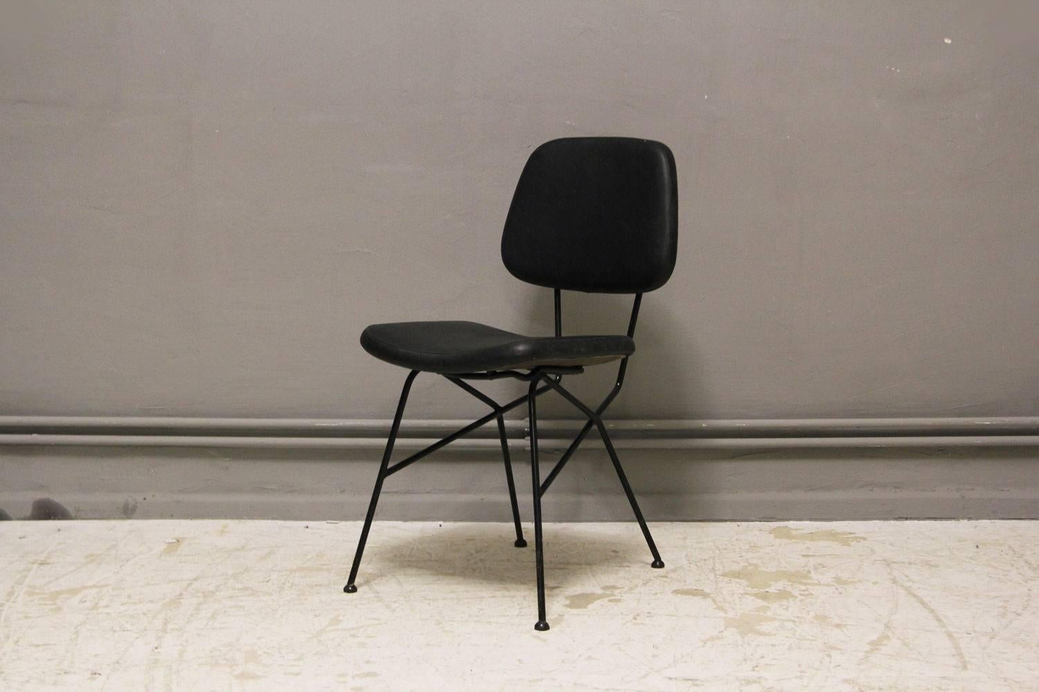 Italian Black Cocorita Side Chair by Gastone Rinaldi for Velca Legnano, Italy, 1950s For Sale
