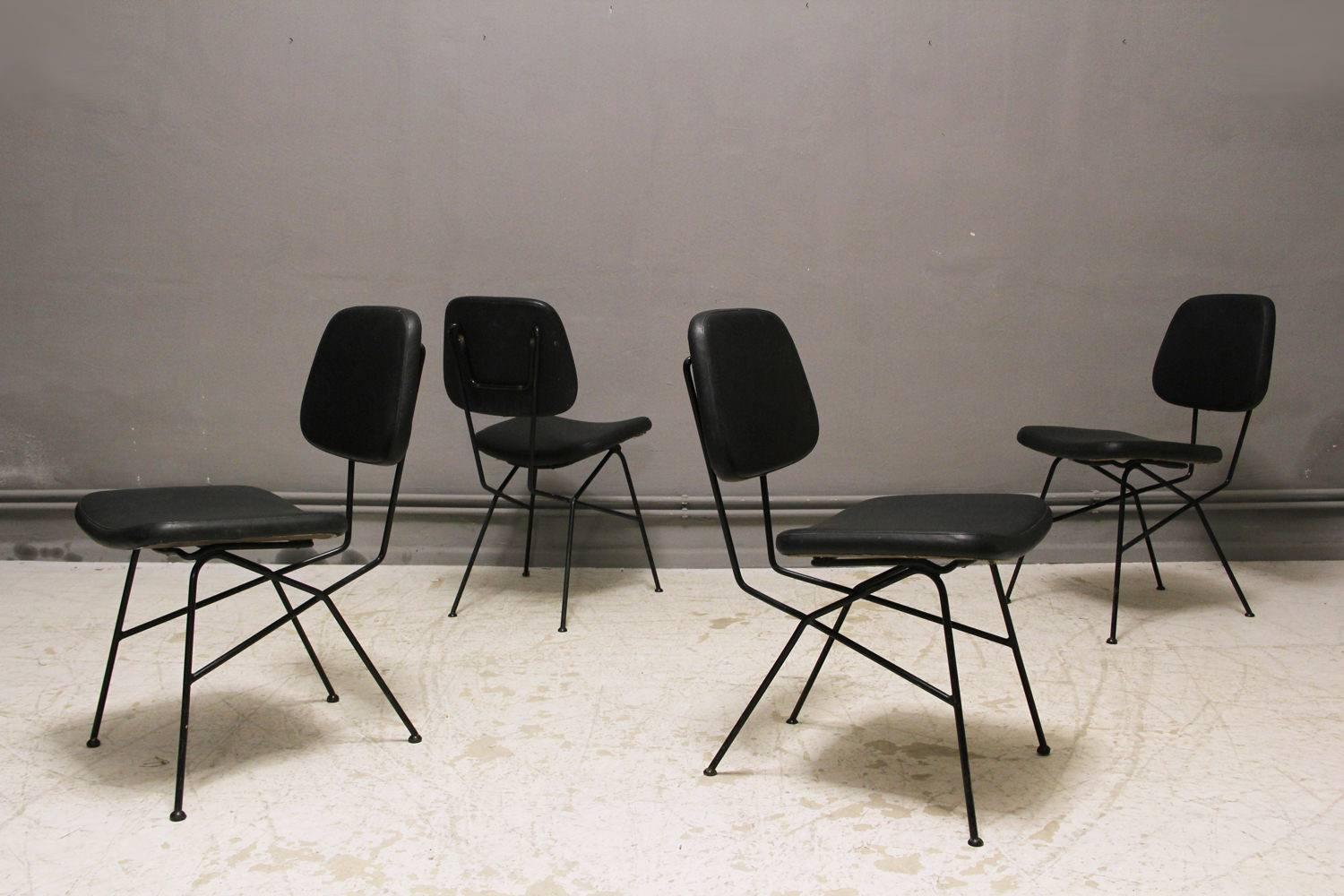 Black Cocorita Side Chair by Gastone Rinaldi for Velca Legnano, Italy, 1950s For Sale 2