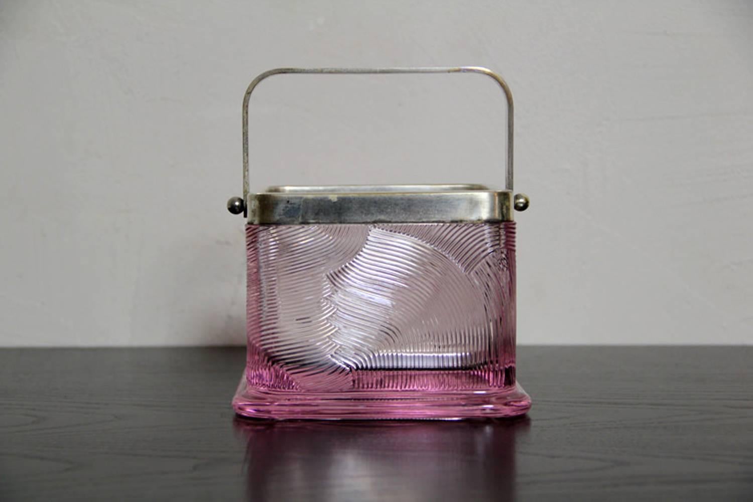 Mid-Century Modern Rare Rosé Crystal Glass Ice Bucket by Sergio Asti for Arnolfo Di Cambio, 1960s For Sale