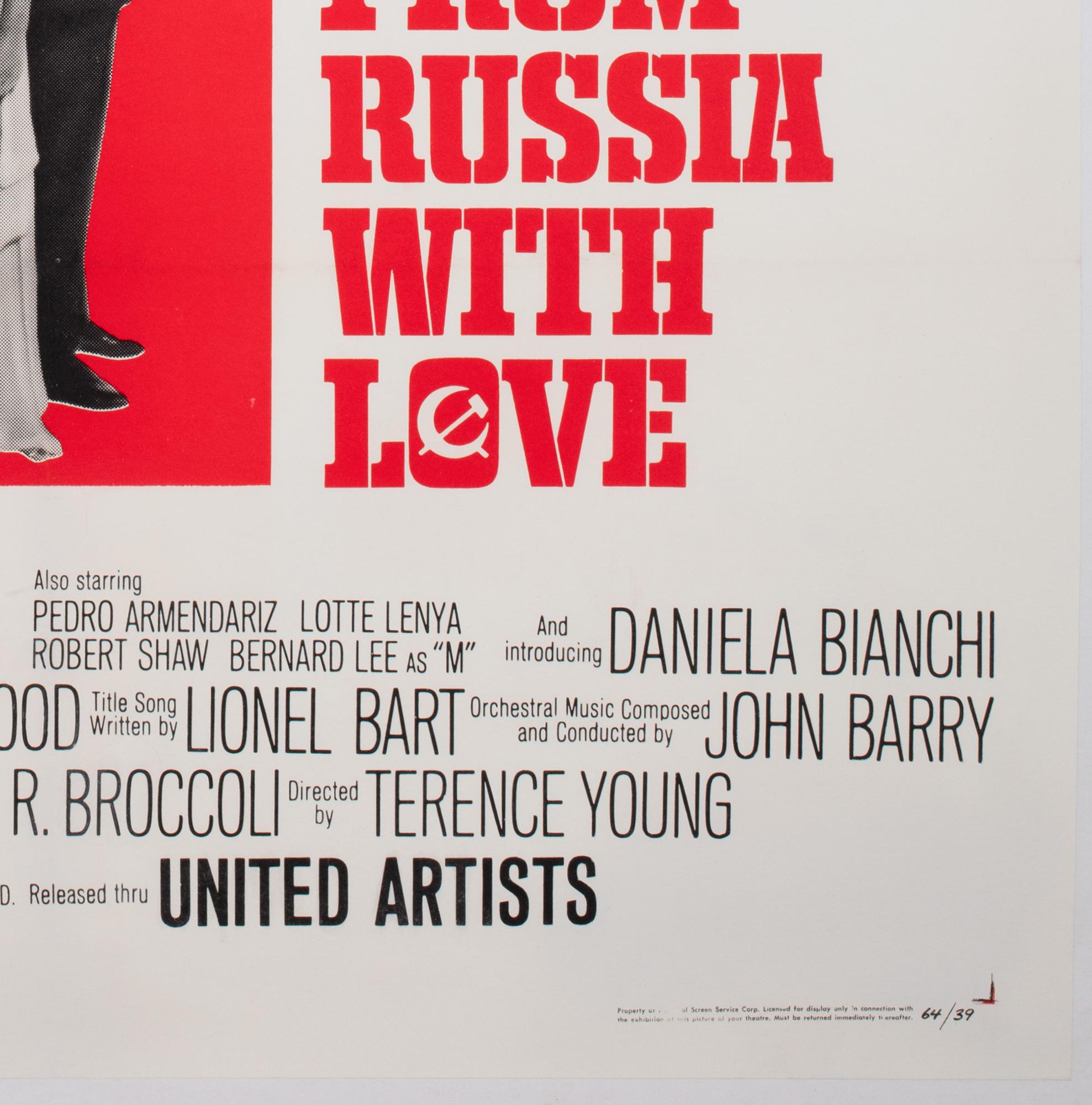20th Century From Russia With Love 1963 US 1 Sheet Style B Film Movie Poster, Chasman For Sale