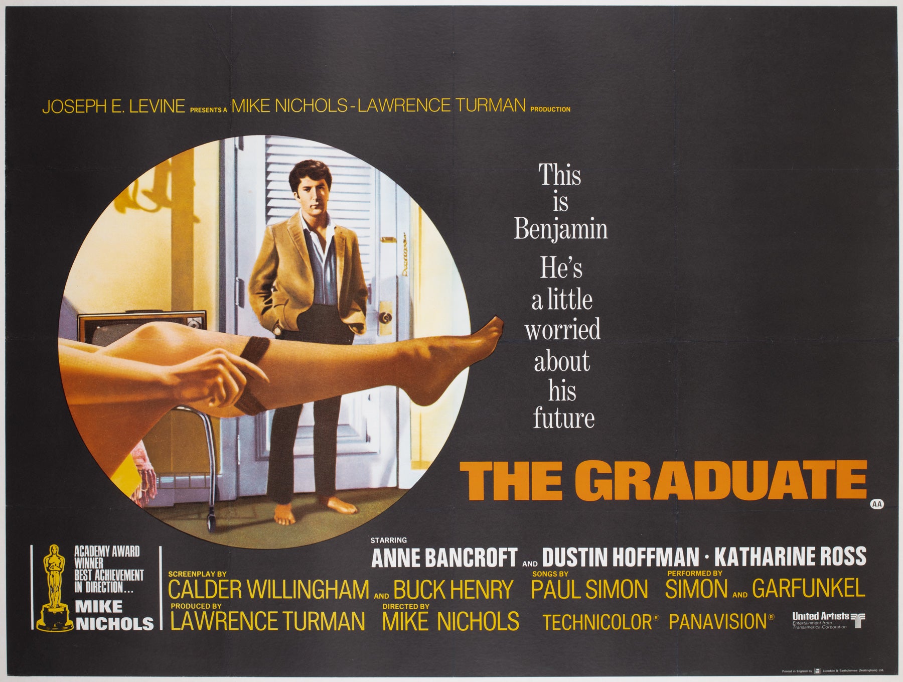The Graduate 1967 UK Quad Film Movie Poster