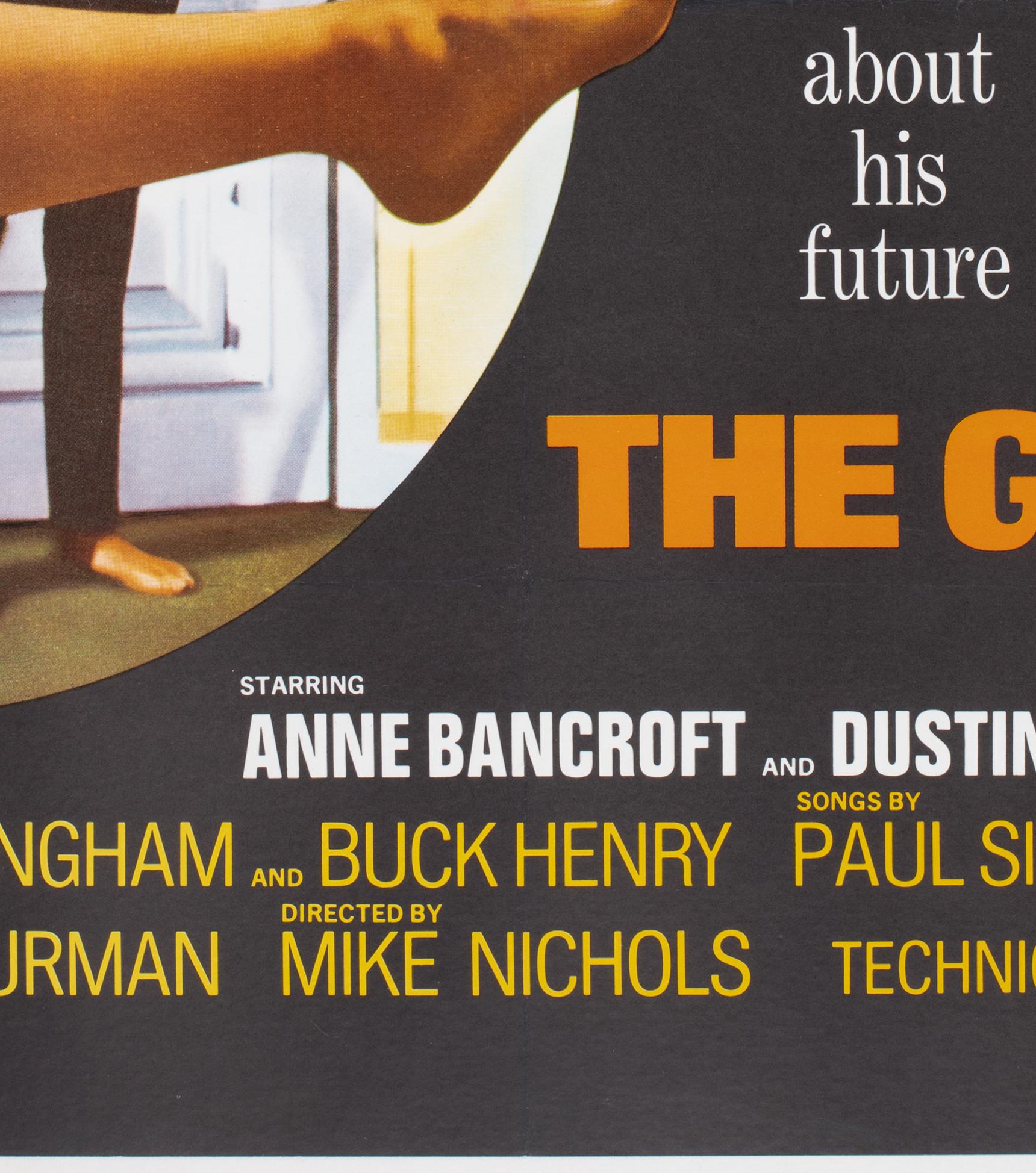 The Graduate 1967 UK Quad Film Movie Poster In Good Condition For Sale In Bath, Somerset