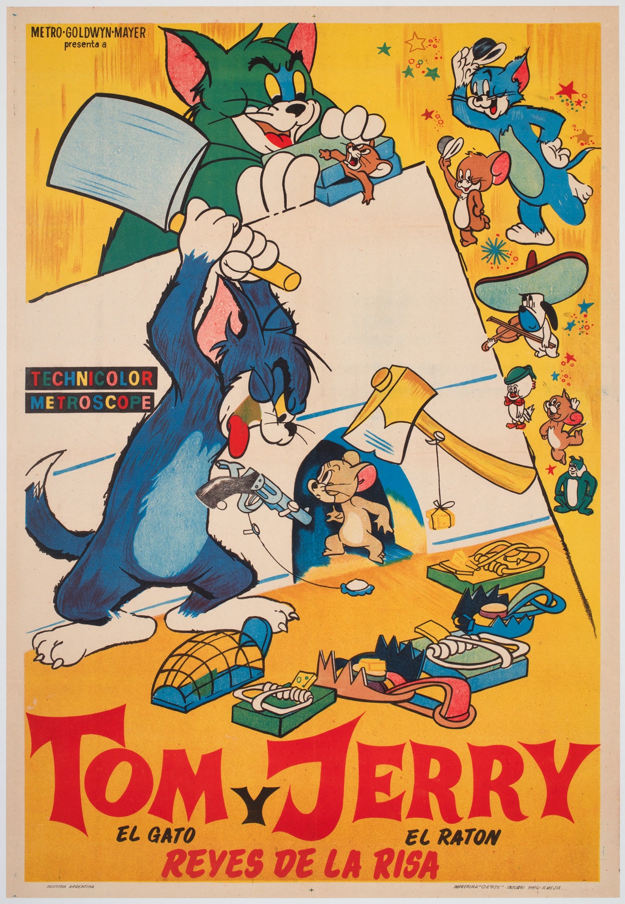 TOM AND JERRY 1950S Argentinian Film Movie Poster