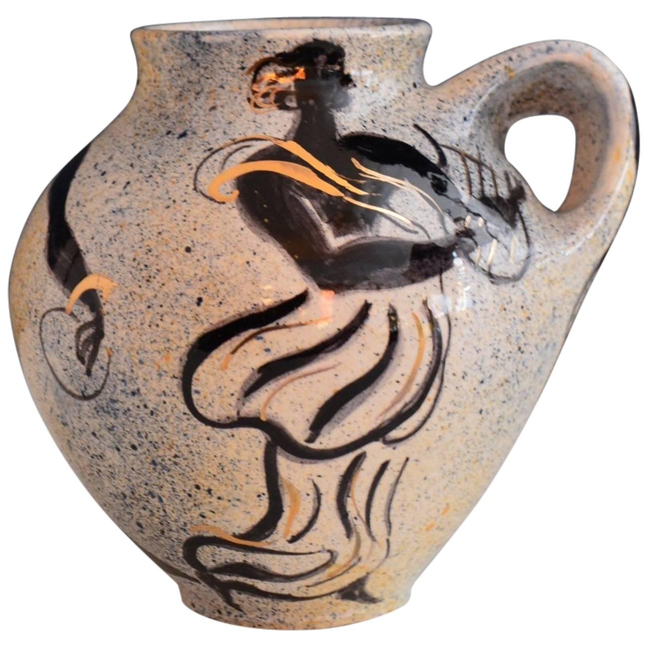 Vallauris Pierre Boncompain Original Artist Ceramic Vase, Signed, 1996