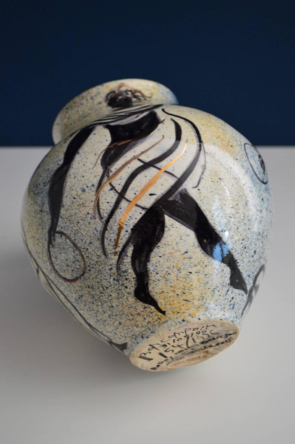 Vallauris Pierre Boncompain Original Artist Ceramic Vase, Signed, 1996 In Good Condition In Morazzone, Varese