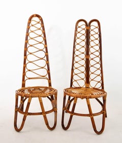 French Riviera Midcentury Bamboo Chairs, Set of Six