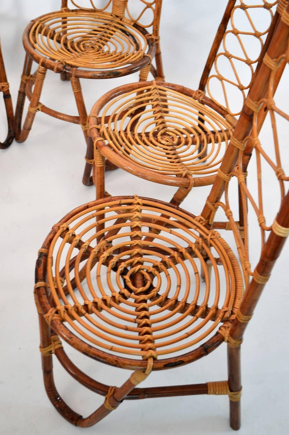 French Riviera Midcentury Bamboo Chairs, Set of Six 2