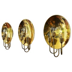 German Midcentury Brass Wall Lights or Sconces by Florian Schulz, 1970s