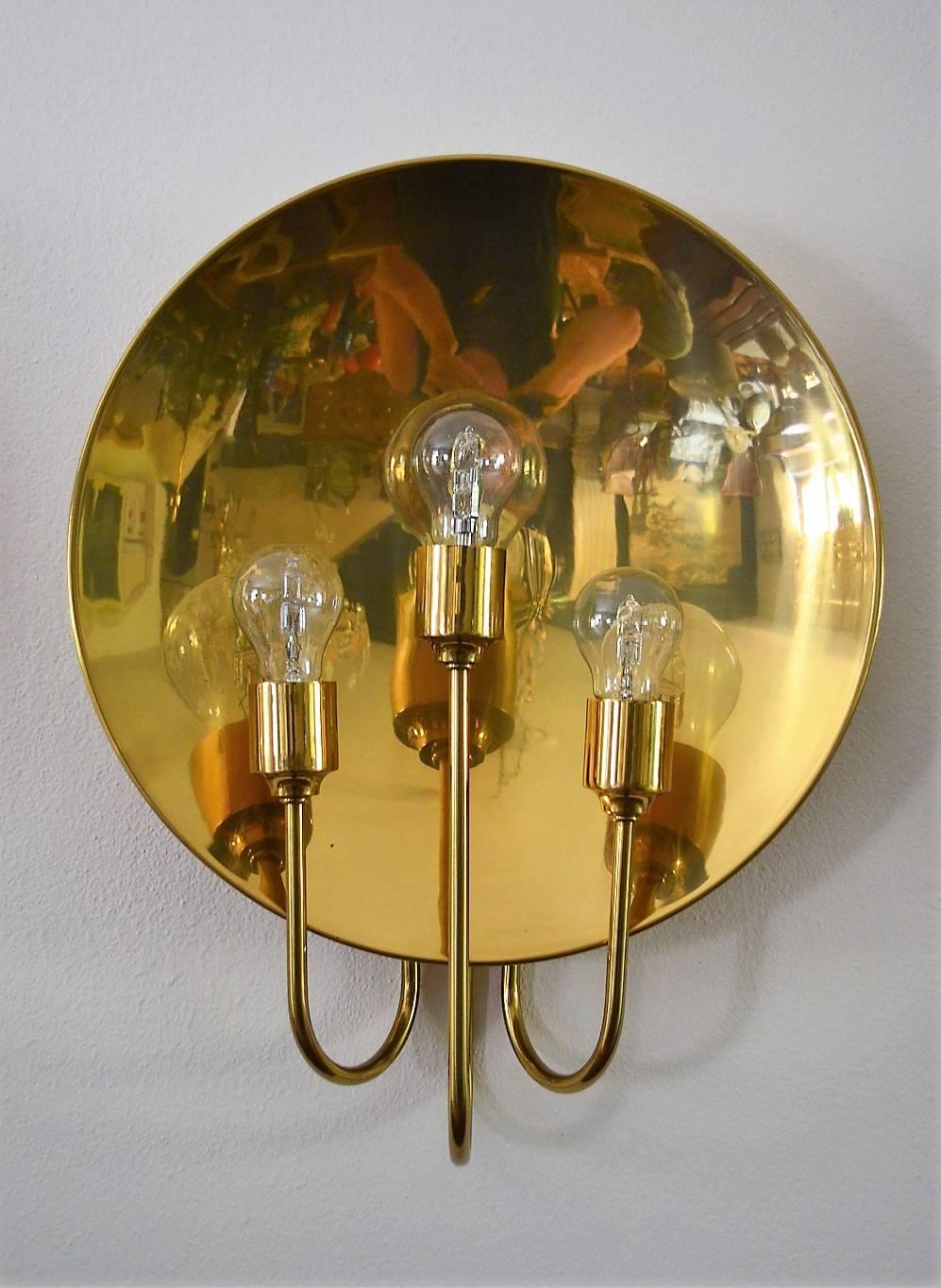 Hollywood Regency German Midcentury Brass Wall Lights or Sconces by Florian Schulz, 1970s