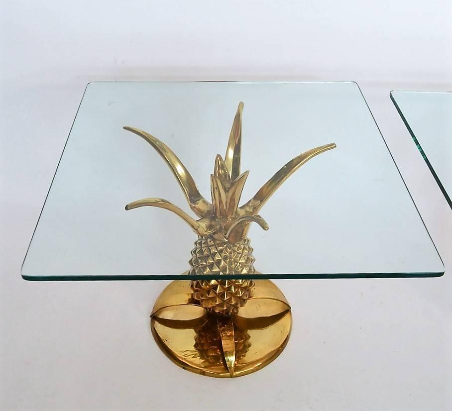 French Regency Pineapple Side Table Made of Full Brass, 1970s In Excellent Condition In Morazzone, Varese