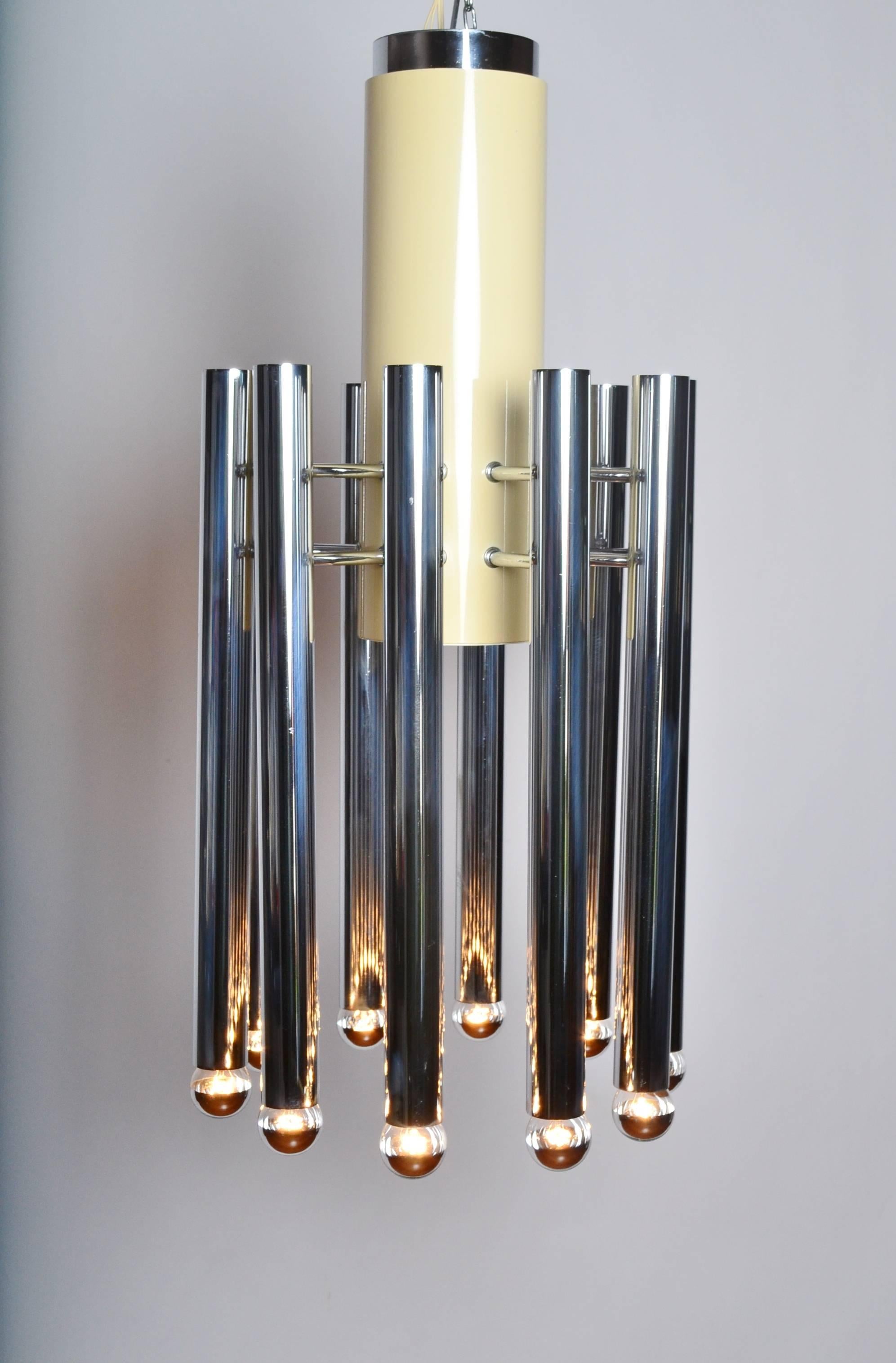Lacquered Italian Space Age Chandelier by Angelo Brotto for Esperia, 1970s