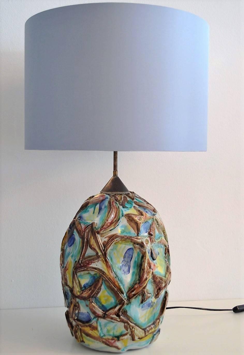 Mid-20th Century Italian Mid-Century Hand-Crafted Artistic Ceramic Table Lamp, 1960s