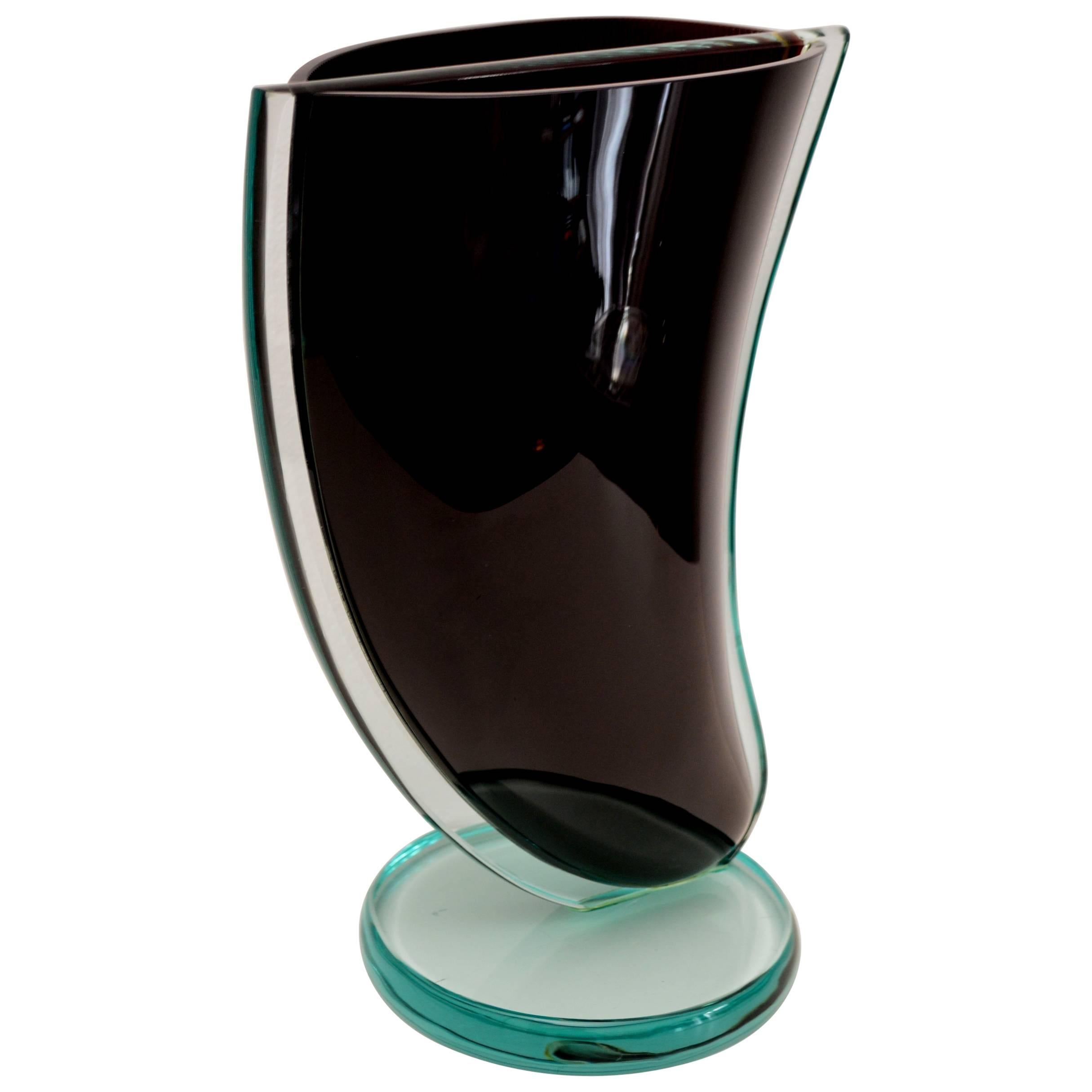 Italian Midcentury Murano Art Glass Sculpture Collectors Vase, Signed, 1970s For Sale