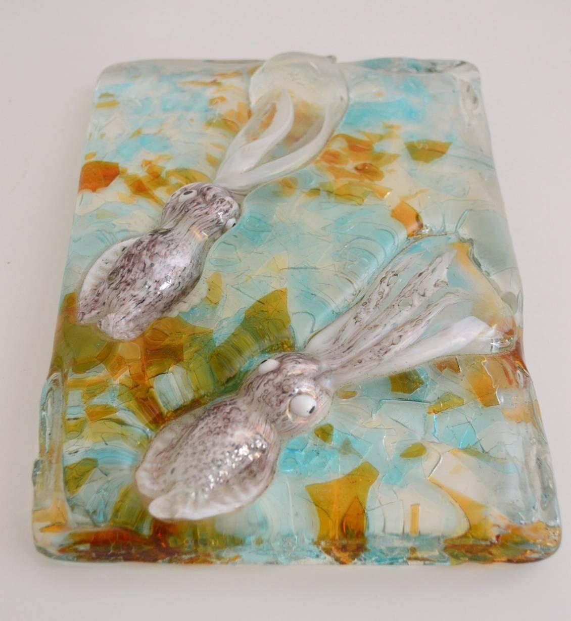 Mid-Century Modern Murano Paperweight Aquarium Squid Signed by Sergio Rossi, Murano, 1970s