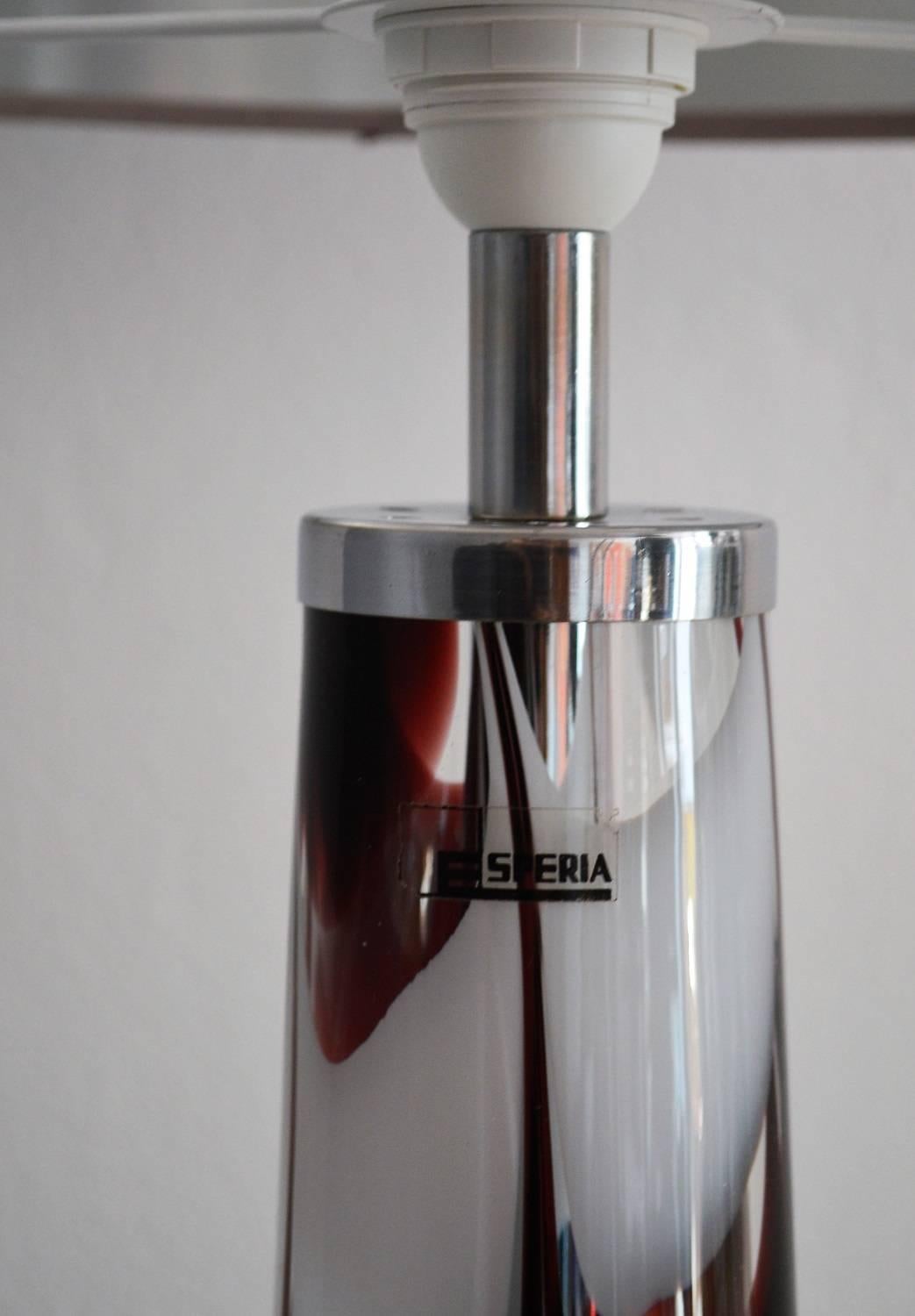 Italian Glass and Chrome Table Lamp by Esperia, 1970s In Good Condition In Morazzone, Varese