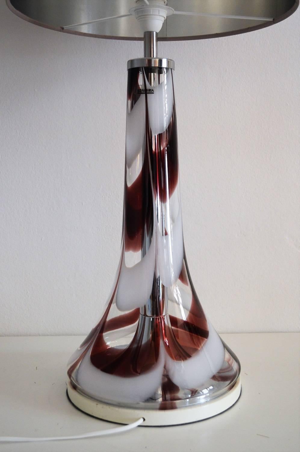 Late 20th Century Italian Glass and Chrome Table Lamp by Esperia, 1970s