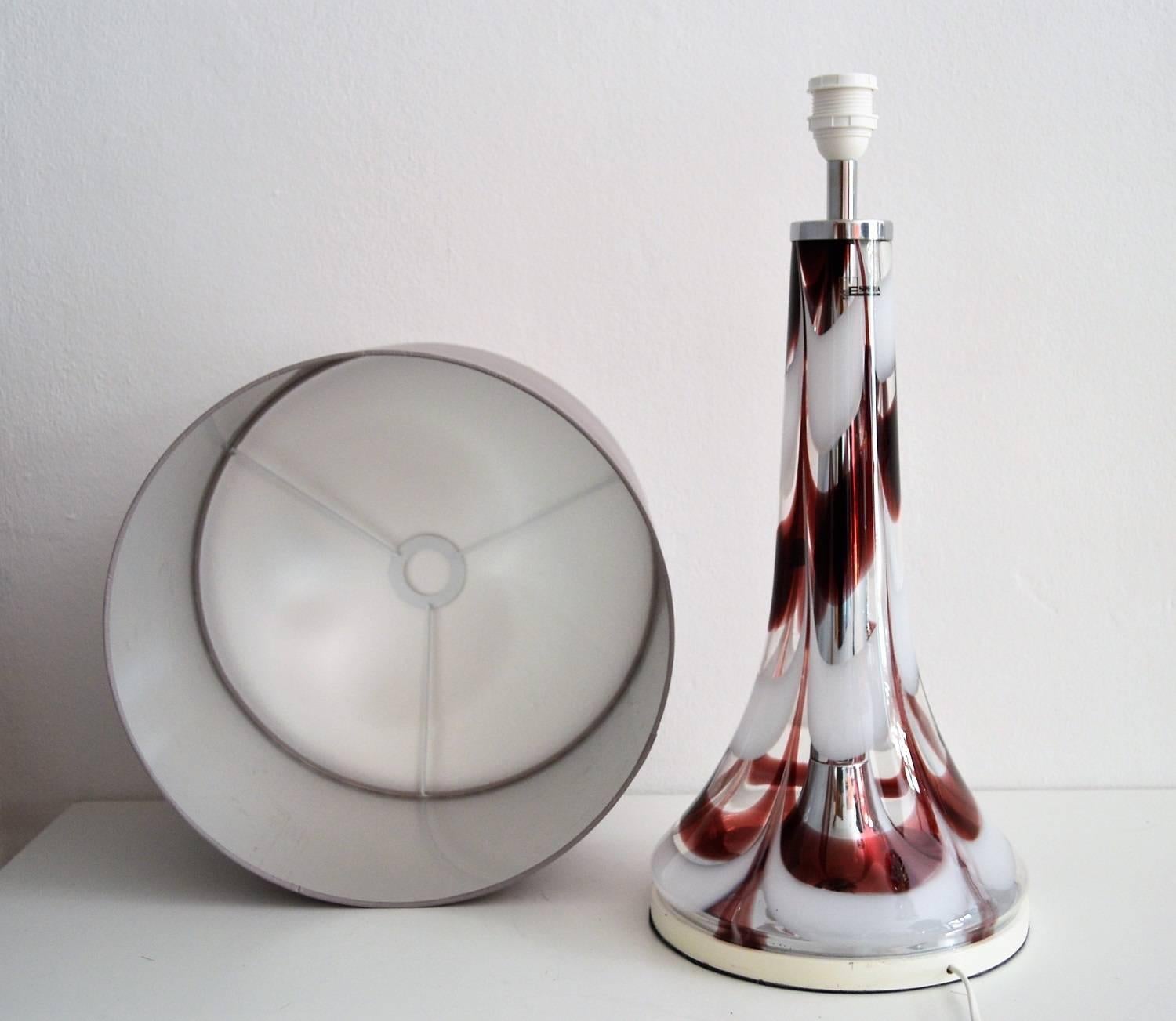 Blown Glass Italian Glass and Chrome Table Lamp by Esperia, 1970s