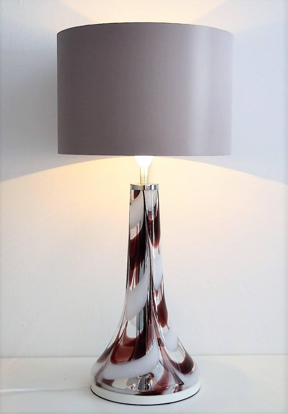 Italian Glass and Chrome Table Lamp by Esperia, 1970s 3