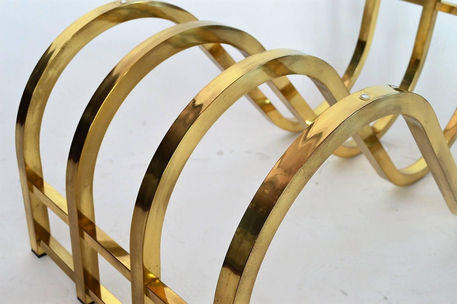 Italian Design Coffee Table with Brass Base, 1970s 3