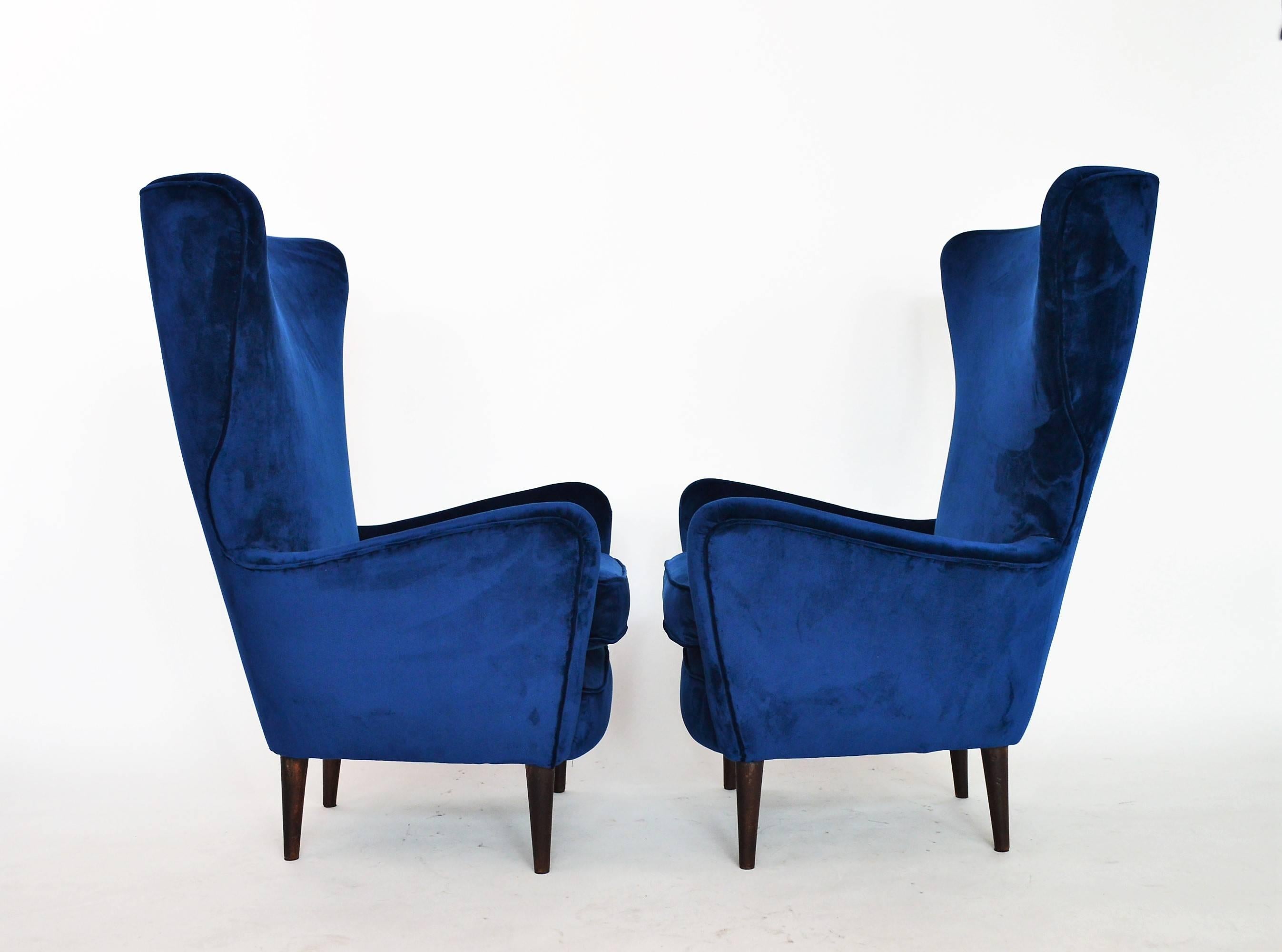 royal blue velvet armchair