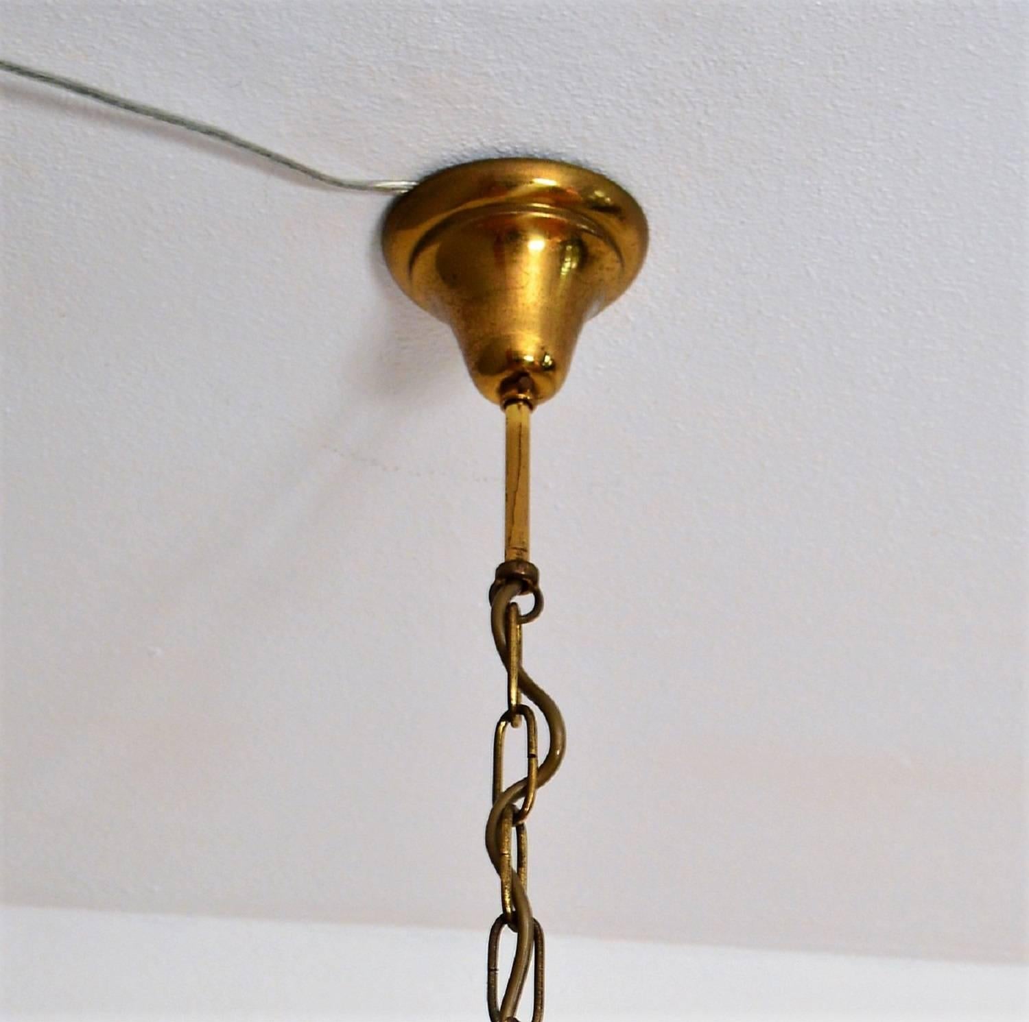 Italian Glass and Brass Ceiling Pendant or Lantern, 1960s 8