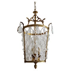 Italian Vintage Crystal Chandelier or Lantern with Bronze Frame, 1950s