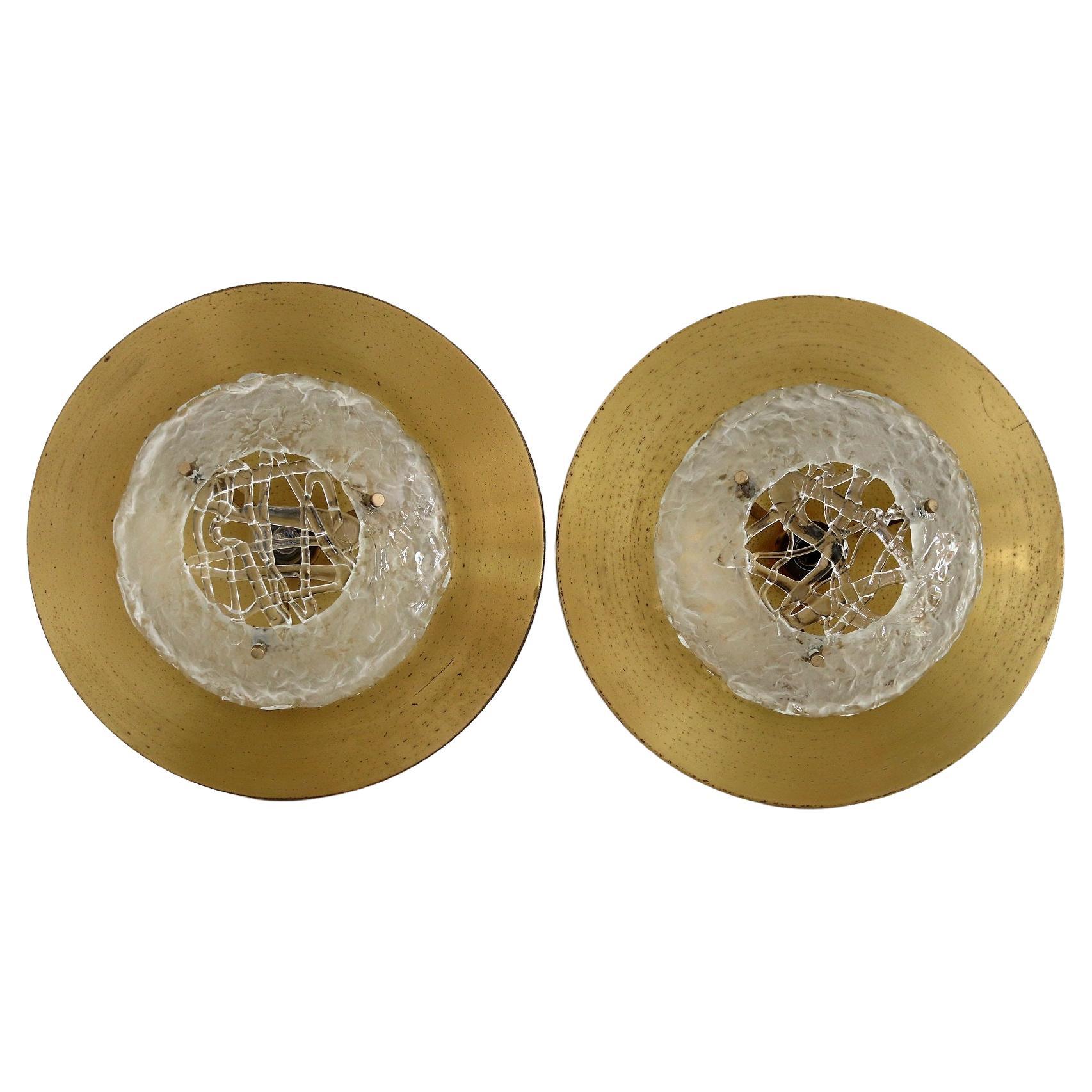 Italian Flush Mount or Ceiling Lights in Brass by Angelo Brotto for Esperia, 70s For Sale