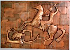 Copper Relief Wall Decoration of 'Saint George and the Dragon, ' Germany, 1960s